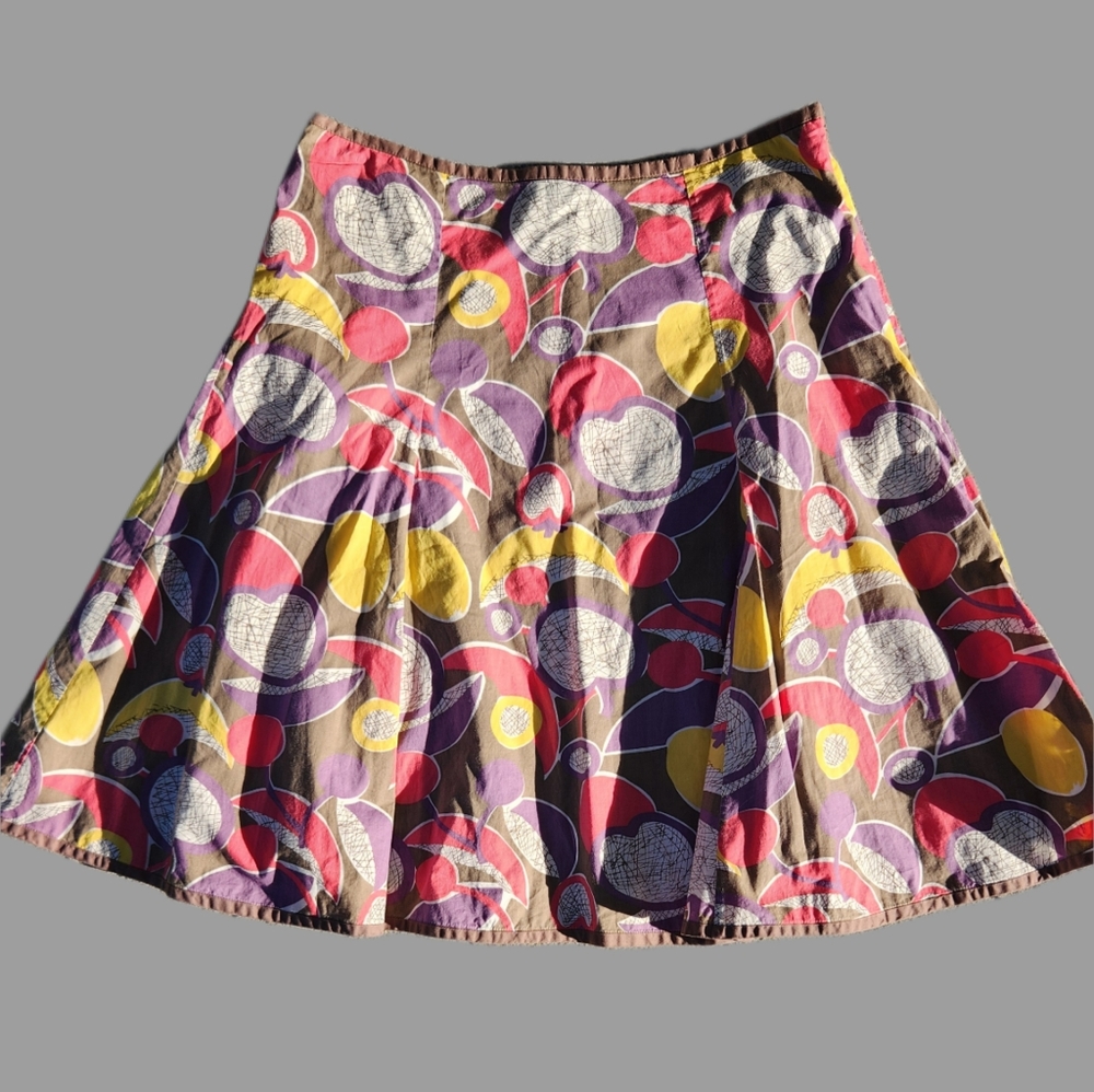 Boden Cotton‎ 30" Lined Twirl Skirt Geometric Retro Stylized Pattern